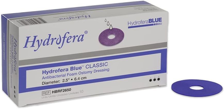 Бактеріостатична, пов'язка поглинаюча Hydrofera Blue Classic Ostomy Ring Foam Dressing 2.5 (6,5 см.) Diameter (HBRF2650) 1шт. HBRF2650 фото