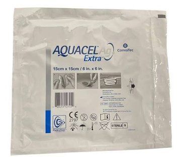 Пов'язка ConvaTec Aquacel Extra AG (6*6) 15х15 см. - Absorbent HYDROFIBER, посилена гідроволокно 1 шт. Aquacel ExtraAG1515 фото
