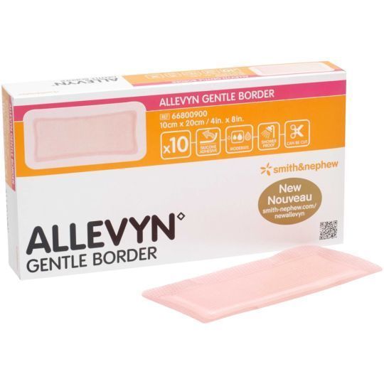 Силиконовий пластырь Allevyn gentle border 4inХ8in 10смх20см 1шт. Allevyn4inХ8in фото