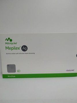 Мепилекс Аг Mepilex Ag (10 x 21см) &mdash; сорбционная повязка с окантовкой и серебром (1 шт.) MepilexBorderFlexAg10x21 фото