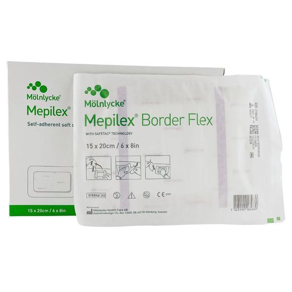 BorderFlex15x20, Mepilex Border Flex 15x20 cm &bull; 6x8 in - універсальна Багатофункціональна губчаста пов'язка 1шт. BorderFlex15x20 фото