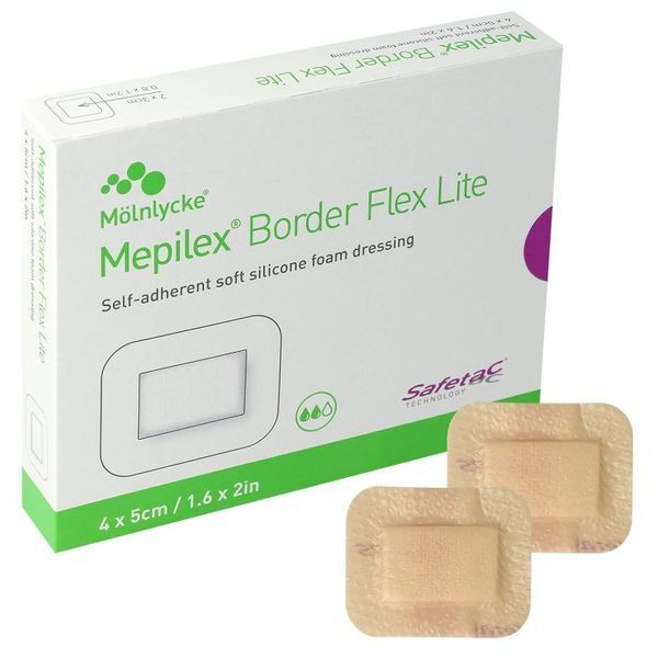 Mepilex Border Flex LITE 4x5 cm &bull; 1,6x2 in - Многофункциональная универсальная губчатая повязка Коробка 10 шт BorderFlexLITE4x5x10 фото