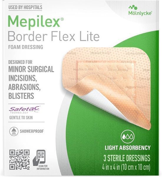 Mepilex Border Flex LITE 10x10 cm &bull; 4x4 in - Многофункциональная универсальная губчатая повязка 1 шт BorderFlexLITE10x10 фото