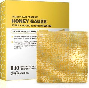 Медицинские пластыри Everlit Care Manuka Honey с медом манука для лечения порезов, разрывов кожи и ожогов | Стерильная повязка для лечения ожогов, 4 x 4 (10*10см)  1 штука B0C385KMJK фото